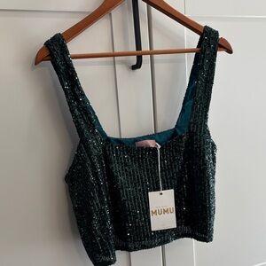 Show Me Your Mumu Emerald Sequin Crop Tank